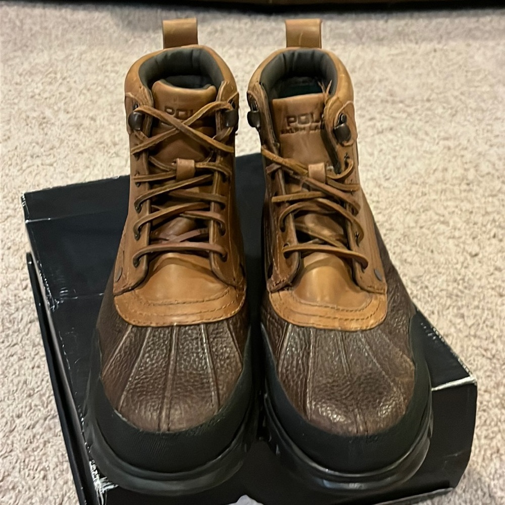 Polo Ralph Lauren Burson leather Boots new tan briarwood Men’s Sizes - Picture 6 of 10